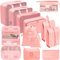 Chijoo 12 teiliges Koffer Organizer Set (Rosa) – Packing Cubes Set, Packwürfel, Kofferorganizer, Koffer-organizer - Reise Gadget & Reise Organizer Set