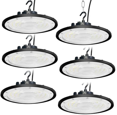 Faretto LED UFO 300W,Fosingut 30000lm UFO Lampada LED Officina,6500K Bianco Freddo LED High Bay Light,IP65 Impermeabile Proiettore LED Interno Lampadario Industriale per Garage,Magazzini,Fabbrica-6pcs