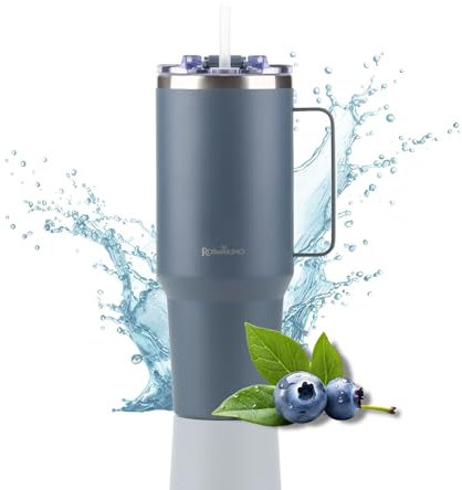ROSMARINO Thermobecher XXL 1160ml Edelstahl Extra Großer Isolierbecher | Hält 11h Kalt & 7h Warm | Thermosflasche mit Strohhalm | Auslaufsicher & BPA-frei | Kaffeebecher To Go