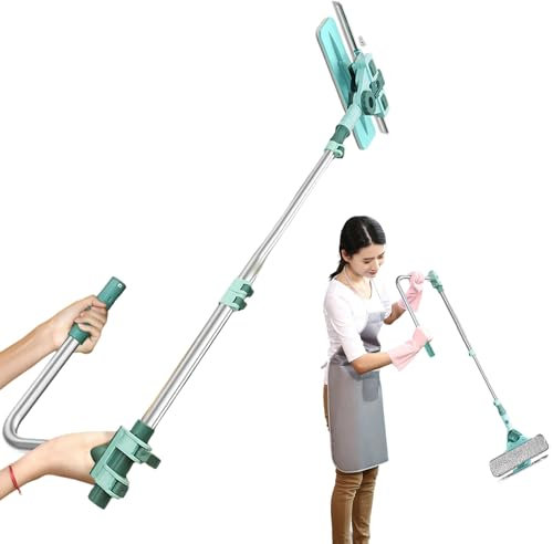NOBBAT Telescopic Window Cleaning Poles Outside Window Cleaner U Shaped Extendable Squeegee Height adjustment 70~145cm for Window Cleaning Detachable Enlarged Glass Squeegee From Inside