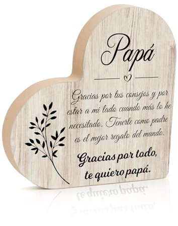 Regalo Padre dia del Padre Regalos, 2 cm Grosor Placa Corazón De Madera, Regalo para Padre Regalo Papá Regalos para Padres Regalos Cumpleaños Regalos Originales Para Padres Navidad Regalo Papa Hombre
