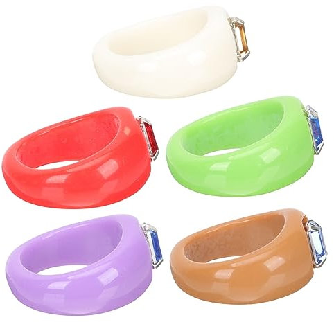 DEARMAMY 5pcs Resin Stackable for Women Fashion Jewelry and Unique Finger Decoration for Parties and Everyday Wear