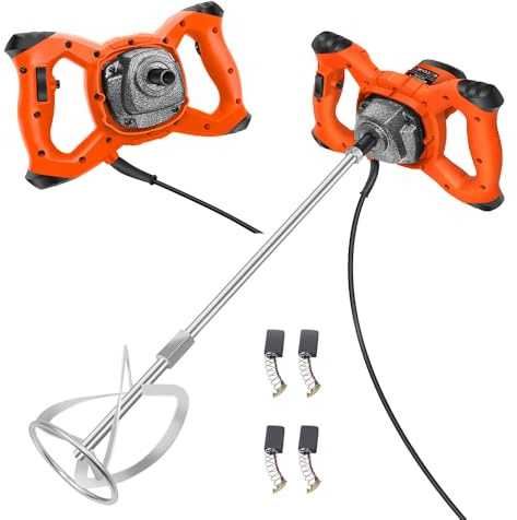 2600W Portable Paddle 1700 U/min Mixer Concrete Mixer, Electric Plaster Paddle Mixer Drill Mortar Paint Cement Stirrer 6 Speed, M14 Threaded Rod, 2M Power Cable, Orange