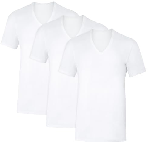 Hanes Men's Sweat Block Undershirt, Underarm Sweat Blocking Tee, White V-Neck T-Shirt, 3-Pack