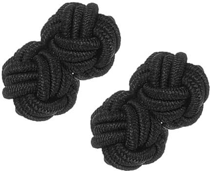 PATIKIL Seidenknoten-Manschettenknöpfe Stoffhemd-Manschettenknöpfe Schwarz | elastische, Twist-Knoten-Kleidungsaccessoires-Manschettenknopf, Für Männer, Frauen, Geschäft, Geschenk, Hochzeit