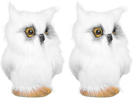 PRETYZOOM 2st Simulation Eule Weihnachtsfenster Haftet Christbaumschmuck Zu Ornament Weihnachtsfensteraufkleber Figur Handgefertigte Eule Falsche Eule Eulenverzierung Plüsch Weiß Kunstpelz