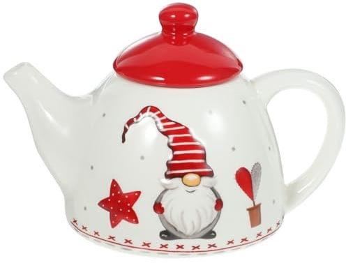 Amosfun Keramik Teekanne Weihnachten Nordic Stil Teekessel Mit Weihnachtsmotiv Kleine Porzellan Teekanne FüR Zuhause BüRo Und Party Dekoration 7.5X5.3X5.1 Zoll