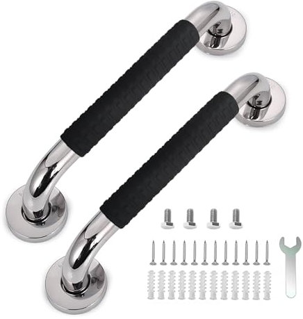 Lot de 2 barre D'appui wc,30cm acier inoxydable barre de douche，main courante pour escalier,304 Poignée de Acier Inox，pour toilettes, salle de bain, rampe escalier