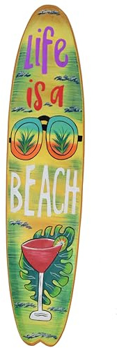 Deko Surfboard 100cm aus Holz mit Beach Motiv