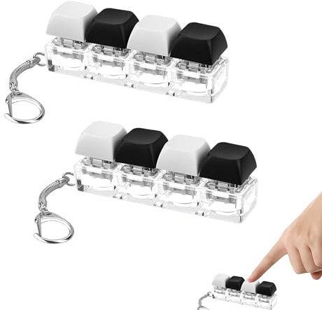2PCS Keyboard Fidget Toy fidget keyboard Black white keys fidget keyring 4 Keys Keyboard Decompression Toys Funny Finger Keyboard Keychain Fidget Toys stress toys for to Relief Stress Pass the Time