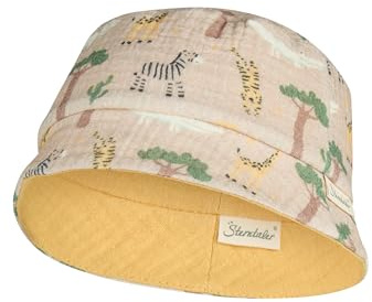 Sterntaler Fischerhut zum Wenden Safari – Leichte Kindermütze aus Bio-Baumwoll-Musselin mit Innenfutter und Safari-Motiv, UV-Schutz 50+