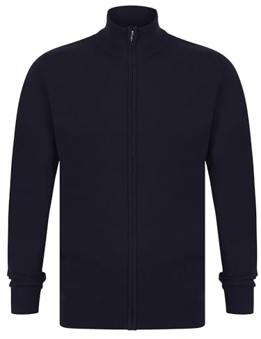 Kensington Eastside Men's Zip Through Funnel Neck Plain Knitted Lightweight Cardigan