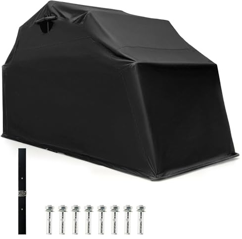 FANTASK Motorrad Zelt Garage, 342 x 137 x 190 cm, Universal Faltgarage Oxford-Stoff, Faltgarage wetterfest mit Metallrahmen für Motor Moped Roller Motorroller, Schwarz