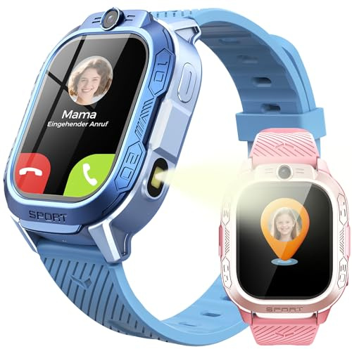 OIKKEI 4G Kinder Smartwatch mit Telefonie & Videoanruf, Schulmodus, Kinderuhr für Jungen & Mädchen 5-13 Jahre, IP67 spritzwassergeschützt, Blau