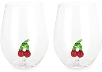 Balvi Set bicchieri Botanical Cherry Colore rosso Fatto a mano in borosilicato Vetro 2x500 ml