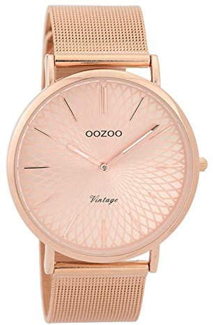 Oozoo Vintage Damenuhr mit Edelstahl Milanaise Metallband 40 MM Mandala/Rosegoldfarben C9343