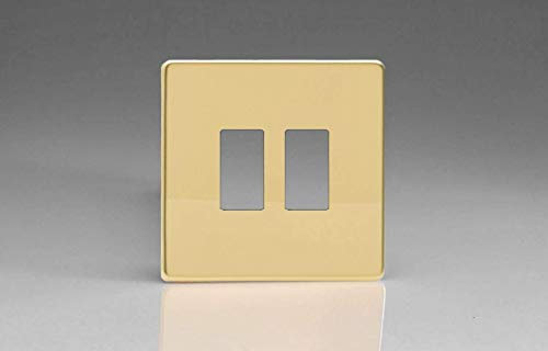 Varilight XDVPGY2S Screwless Polished Brass 2 Gang Grid Plate (Single Plate)