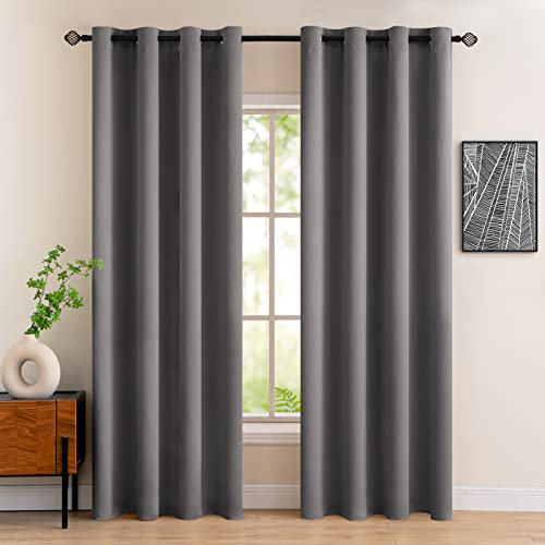 MIULEE Vorhänge Grau Blickdicht mit Ösen, Schöner Weicher Verdunklungsvorhänge zum Verdunkeln von Räumen, 2er Set Gardinen Abdunkelnd Schlafzimmer Wohnzimmer Thermovorhang Kälteschutz 117X228 cm
