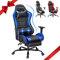 ECOTOUGE Sedia da gaming per PC con poggiapiedi, ergonomica, da ufficio, da corsa, in pelle PU, reclinabile, girevole, con poggiatesta e cuscino lombare, blu