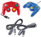 DARLINGTON & Sohns 2 Stück Controller Rot Blau + Verlängerungskabel für Nintendo Game Cube Controller GC Verlängerung Extansion Nintendo Wii Cable