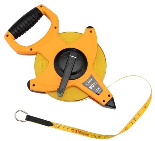 LAND 165FT/50M Heavy Duty Fiberglass Tape Measure - 1/2-Inch Wide, Dual Inch/Metric Scale, Durable Open Reel Measuring Tape for Surveying, Engineering, Runway Construction