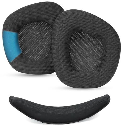 YunYiYi Ersatz-Ohrpolster, Ohrmuscheln, kompatibel mit Corsair Void & Corsair Void Pro kabelgebundenen und kabellosen Gaming-Headsets 7.1, Memory-Schaum, Reparaturteile (Stoffschaum + Stirnband)