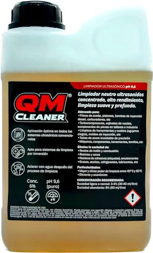 QM Cleaner - Limpiador neutro ultrasonidos concentrado, alto rendimiento, limpieza suave y profunda.- Limpiador Ultrasonidos - Garrafa 2 litros