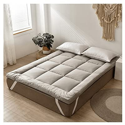 6cm Dicke Matratzenauflage Mikrofaser Matratzenschoner Futonmatratze Antiallergisch Matratzen Topper mit Daunen-Alternative für Doppelbett Einzelbett (Color : Grey, Size : 120x190cm)