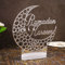 COLOFALLA Tischdeko Eid Mubarak Silber Schild zum Hinstellen Mond Ramadan Aufsteller mit 500Pcs Streudeko Konfetti Sterne Mond Verzierung für Islamische Party Bankett Muslim (Silber)
