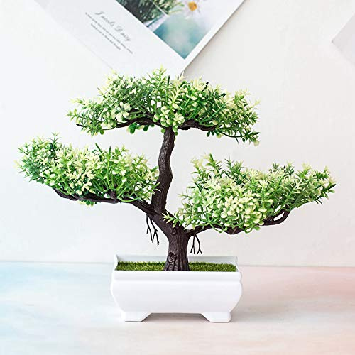 ZYWUOY Bonsai Kunstpflanze Künstlicher Bonsai-Baum - Japanische Bonsai Naturgetreue Kunstpflanze Künstlicher Bonsai - Plastik Kunstpflanze für Büro/Fensterbank/Hof Tischdeko Büro Deko-Grün