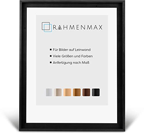 RahmenMax® Luzern Schattenfugenrahmen 70x120 cm aus lackiertem Massiv Holz/Rahmen für Leinwand/Bilderrahmen für Keilrahmen/Leinwandrahmen in Schwarz - Maßanfertigung möglich