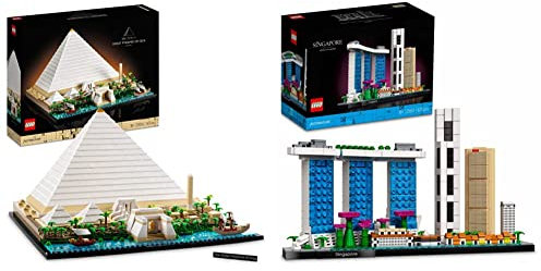 LEGO Architecture Cheops-Pyramide Bausatz für Erwachsene zum Basteln als kreatives Hobby & Architecture Singapur Modellbausatz für Erwachsene, Skyline-Kollektion, Home Deko zum Basteln und Sammeln