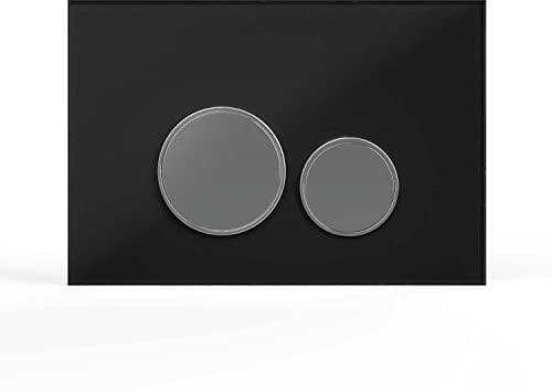 Wunderbad Drückerplatte aus Glas Schwarz Kompatibel mit Geberit Duofix Sigma (UP 320), Betätigungsplatte für 2 Mengenspülung