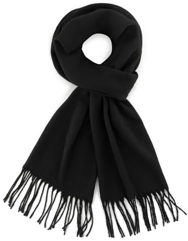 vimate Schwarzer Schal für Männer Frauen, Winter leicht Hals warm lange Schal (DE-Schwarz)
