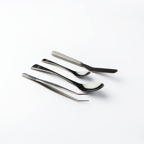 Chef Frank Haasnoot Kit per Decorazione Piatti | Set di Utensili | Nero | 4 Utensili di Alta Qualità con Custodia | Set da Cucina | Pinzette per Decorazione Piatti e Cucchiai Quenelle