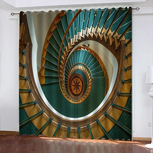 3D Schattierung Gardinenschals Kreative Wendeltreppe Gardinen Mit Ösen Verdunklungsvorhänge Kinderzimmer & Schlafzimmer Trennwand Vorhang Sichtschutz 280(B) X250(H) cm - Kinder 3D Gedruckte Vorhänge