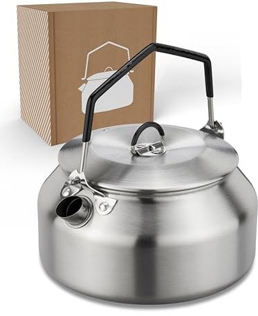 LAMBDA COFFEE® GEYSIR Wasserkessel 1L aus Edelstahl mit nur 290g I Für Camping und Outdoor I Teekanne I Tragbarer Campingkessel 1000ml I Camping Wasserkocher