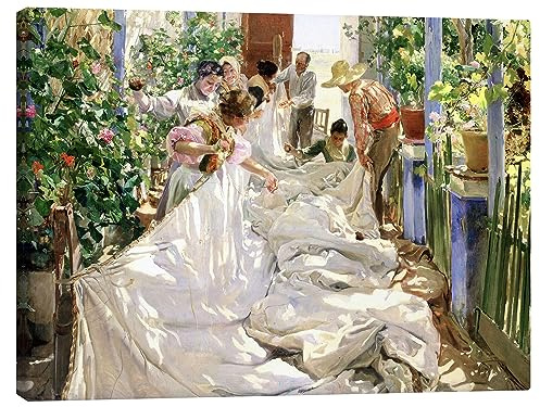 Posterlounge Das Nähen des Segels Leinwandbild | 120 x 90 cm von Joaquín Sorolla y Bastida Wandbilder Wanddeko