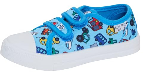 ScruffyTed Kids Canvas Pumps Vehicles Blue UK Child 8