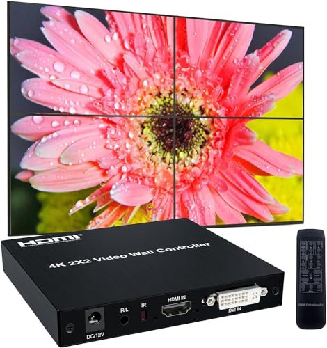 NINGKANGSHENG 4K 60Hz Video Wall Controller 2x2 HDMI/DVI Eingänge 4 HDMI Ausgang Video Prozessor Unterstützung 180-Grad-Drehung 1X2 2X1 1X3 3X1 1X4 4X1 Bildschirmsplicing