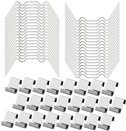 100pcs Greenhouse Glass Clips,Polycarbonate Greenhouse Clips for Fitting Glass,Greenhouse Glass Accessories Retaining Clips Spring Window Clip Glass Pane Fixings Clips(50 W Glazing Clips & 50 Z Clips)