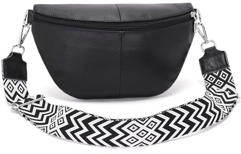 Atgbiem Bauchtasche Damen Schwarz Leder Crossbody Bag Damen Umhängetasche Damen Klein Handytasche Zum Umhängen