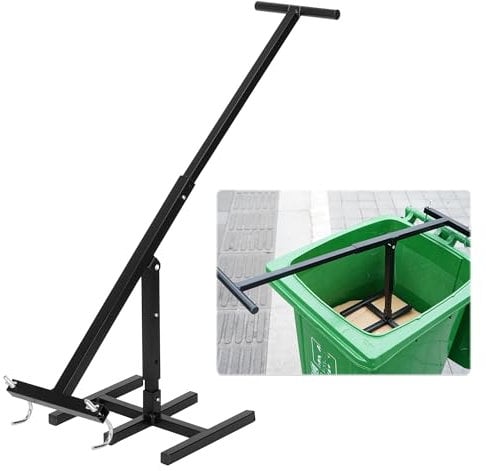 YAGEANNL Manual Trash Compactor, Rubbish Press for Wheelie Bin Waste Recycling Hand Tool for Outdoor, Touchless Trash Bin Compactor for 120-660L Wheelie Bins, Iron Compacting Trash Can