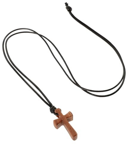 PACKOVE Collar De Cruz De Madera Para Hombres Y Mujeres, Niños Y Niñas, Colgante De Cadena De Cruz De Madera, Collar De Cruz De Jesús Católico, Cruz Para Colgar En El Espejo