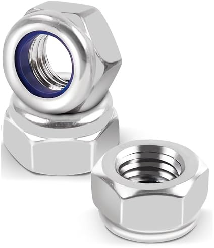 M16 Locking Nuts (Pack of: 2) Nylon Insert Lock Nut Steel Zinc Plated Nyloc DIN 985