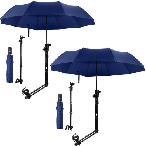 Shinylin 2 Pack Beach Umbrella with Adjustable Clamp UPF 50+,Navy