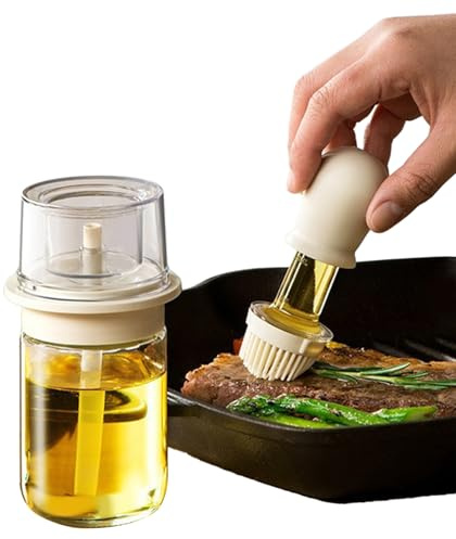Oil Dispenser with Brush - 2-in-1 Grilling Gadgets - Grill Oil Dispensing Bottle with Silicone Basting Brush - for Vinegar Kitchen Fryer Grilling BBQ Home Cooking