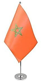 AZ FLAG - Drapeau De Table Maroc Prestige - Drapeau Marocain De Bureau En Satin Avec Hampe De 30cm Et Socle En Métal - 22x15 cm