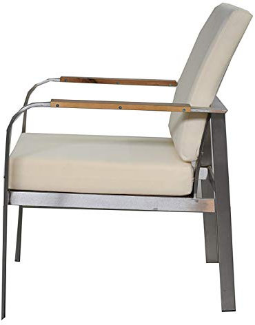 Jet-Line | Gartensessel |Gartenstuhl | Gartenmöbel | Stuhl | passend zu Gartenset Herakles | Polster | Creme | Armlehnen