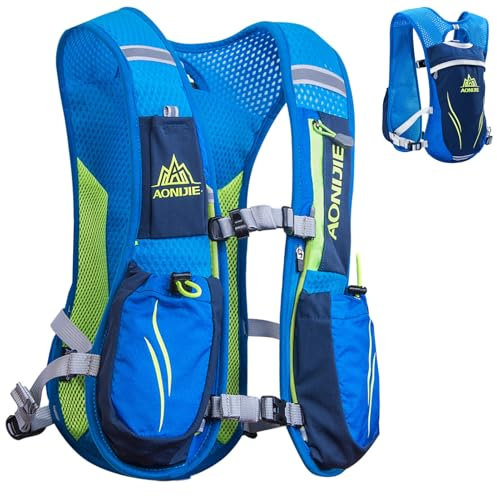 Azarxis Sac Hydratation Running 5,5L Gilet de Course à Pied Sac à Dos Trail Léger pour Homme Femme Randonnée Marathon Vélo (Bleu, Taille Unique)